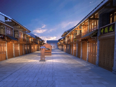  古建 商业街 中式建筑 小镇3d模型 