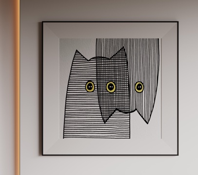  现代极简装饰画 侘寂中古风挂画 奶油风装饰画 意式挂画 黑白3d模型 