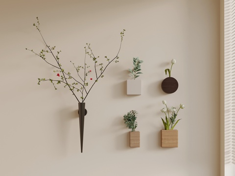  绿植 现代奶油风绿植墙3d模型 