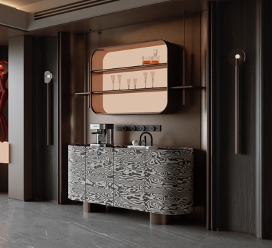  现代意式轻奢餐边柜3d模型 
