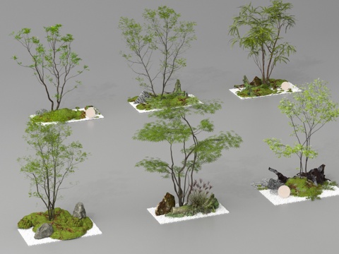  植物造景 景观小品 庭院景观3d模型 