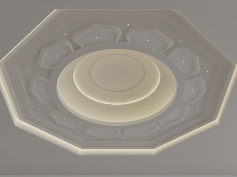  新中式天花吊顶3d模型 