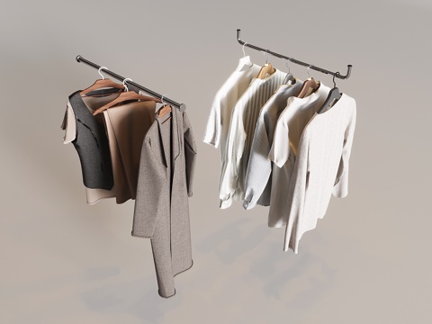  衣服男装女装短袖 晾衣挂衣杆衣服撑3d模型 