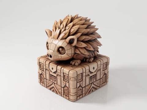  刺蝟宠物卡通动物 木雕雕刻 石雕雕像 图腾印章 立体图腾 玛3d模型 