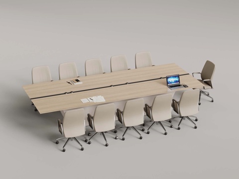  现代会议桌 办公室桌椅 会议台3d模型 