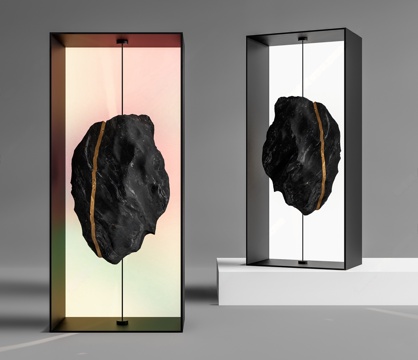  现代雕塑摆件 石头雕塑 石头艺术装置 装置 雕塑小品 展柜3d模型 