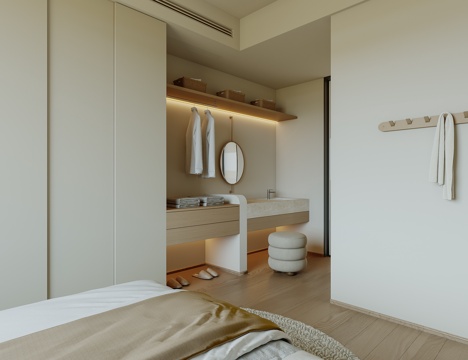  日式原木衣帽间 北欧家居衣帽间 主卧衣帽间 开放式衣帽间3d模型 