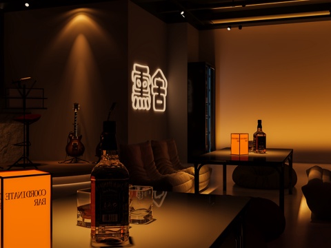  现代酒吧 清吧 音乐3d模型 