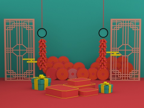  陈设 电商场景3d模型 