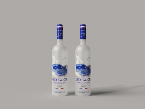  现代白色磨砂玻璃酒瓶 酒水3d模型 