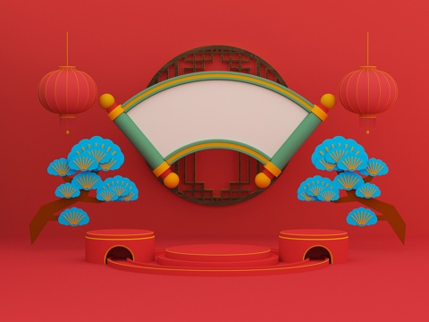  陈设 电商场景3d模型 
