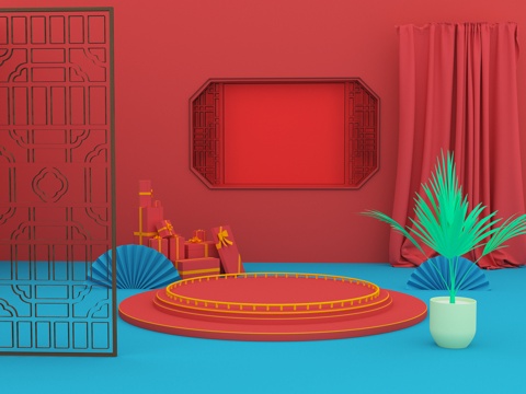  陈设 电商场景3d模型 