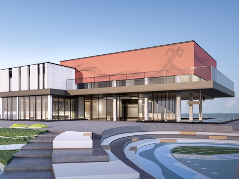  现代售楼部建筑 美术馆建筑 展馆建筑 公共建筑su模型 