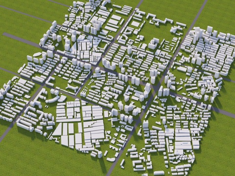  鸟瞰建筑 规划体块建筑 现代简模规划 城市建筑 体块素材鸟瞰3d模型 