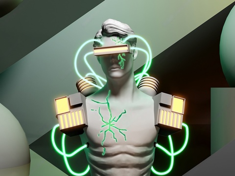  现代雕塑摆件 现代艺术装置 人形雕塑摆件 现代木质摆件 异形3d模型 
