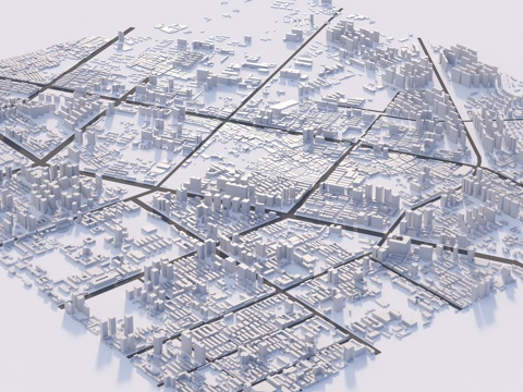  鸟瞰建筑 规划体块建筑 现代简模规划 城市建筑 体块素材鸟瞰3d模型 