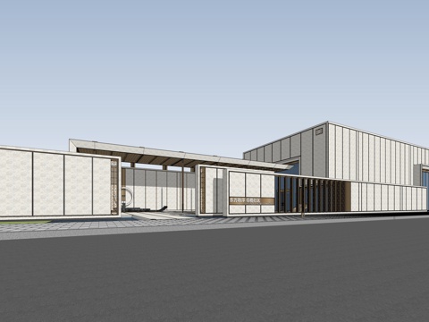  现代售楼处 售楼部景观 会所建筑 展馆建筑su模型 