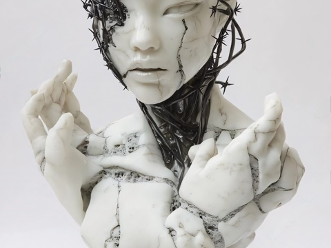  现代雕塑摆件 现代艺术装置 人形雕塑摆件 现代木质摆件 异形3d模型 