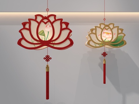 荷花灯笼3d模型 