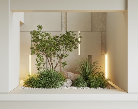  现代室内植物景观su模型 
