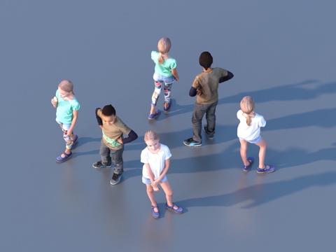  儿童 小孩 多人 人物3d模型 