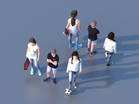 儿童 小孩 多人 人物3d模型 