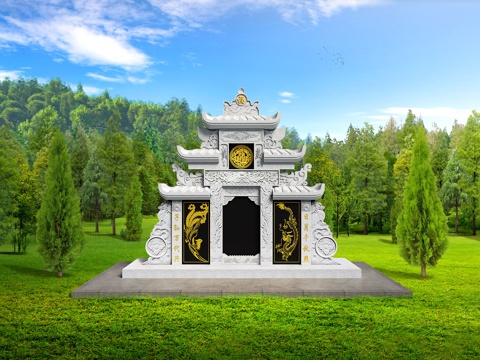  新中式青石坟墓3d模型 
