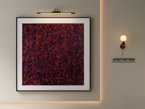  意式轻奢抽象挂画 油画 轻奢挂画 肌理画 抽象画 壁灯3d模型 