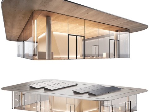  现代极简商业建筑3d模型 