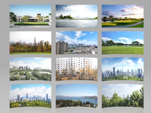  环绕背景 城市背景 绿植背景 森林外景 外景景观su模型 