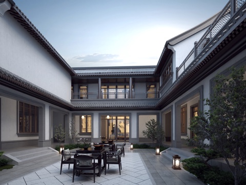  古建 中式建筑 民宿 小镇3d模型 