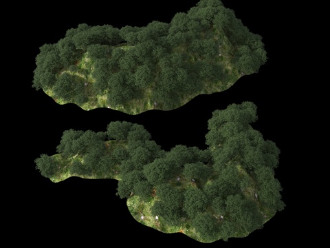  现代外景山 山体 景观山 全模山 鸟瞰山 微地形 草坡 自然3d模型 