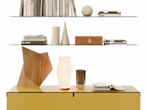  minotti 现代书架 装饰架 书籍 书本 装饰摆件3d模型 