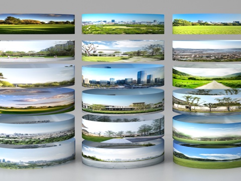  环绕背景 城市背景 绿植背景 森林外景 外景景观3d模型 