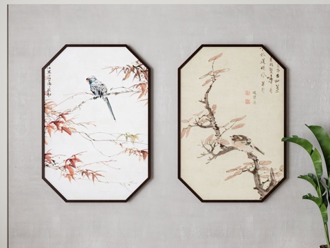  新中式装饰画挂画3d模型 
