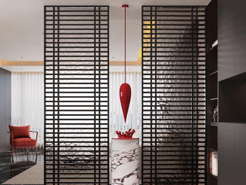  现代玄关过道 装饰性玄关 玄关隔断 入户玄关 透光石背景3d模型 