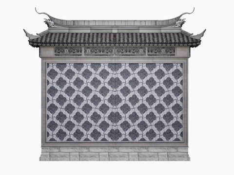  中式景墙照壁su模型 