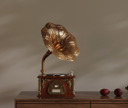  音响 法式中古风音响 留声机3d模型 
