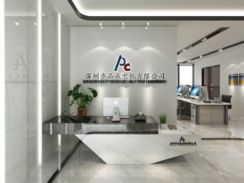  现代办公室前台3D模型3d模型 