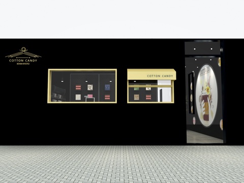  工业风奶茶店 黑色门头3d模型 