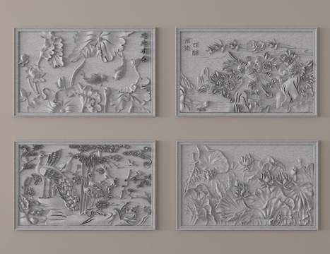  石膏浮雕 雕刻 雕花 墙面浮雕su模型 