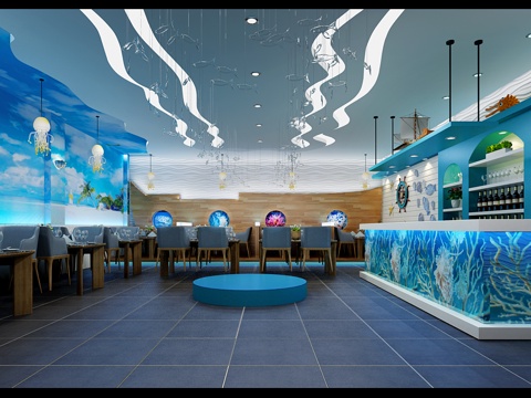  主题餐厅 海鲜馆 餐厅 餐饮3d模型 