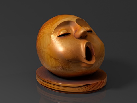  人脸表情艺术木雕 娃娃脸 雕塑雕刻 艺术创意抽象摆件 饰品装3d模型 