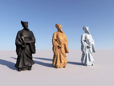  中式人物雕塑 古人雕塑 诗人雕塑3d模型 