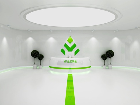  现代办公室前台创意吊灯绿植3d模型 