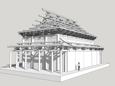  古建筑斗拱组件su模型 