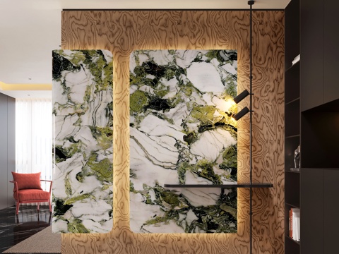  现代玄关过道 装饰性玄关 玄关隔断 入户玄关 透光石背景3d模型 