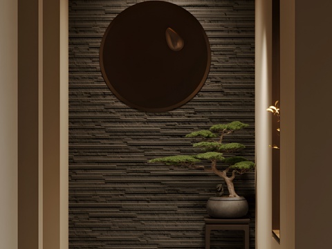  盆栽 室内景观盆栽 茶馆茶室盆栽 罗汉松盆景 松树盆栽 盆景3d模型 