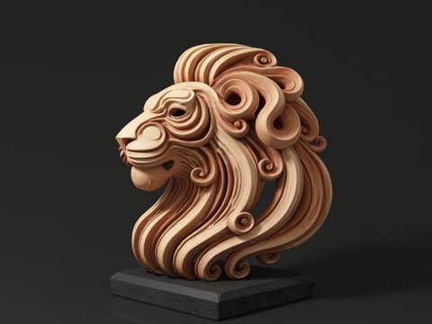  狮头雕塑雕像雕刻 雕塑摆件 动物雕塑 立体雕塑 景观雕塑 手3d模型 