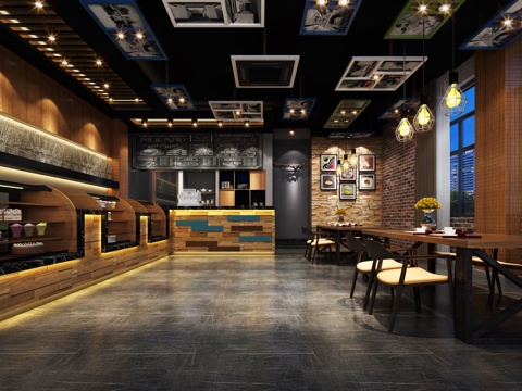  现代休闲吧 面包房 甜品店 面包店 奶茶店 水果店 茶餐3d模型 